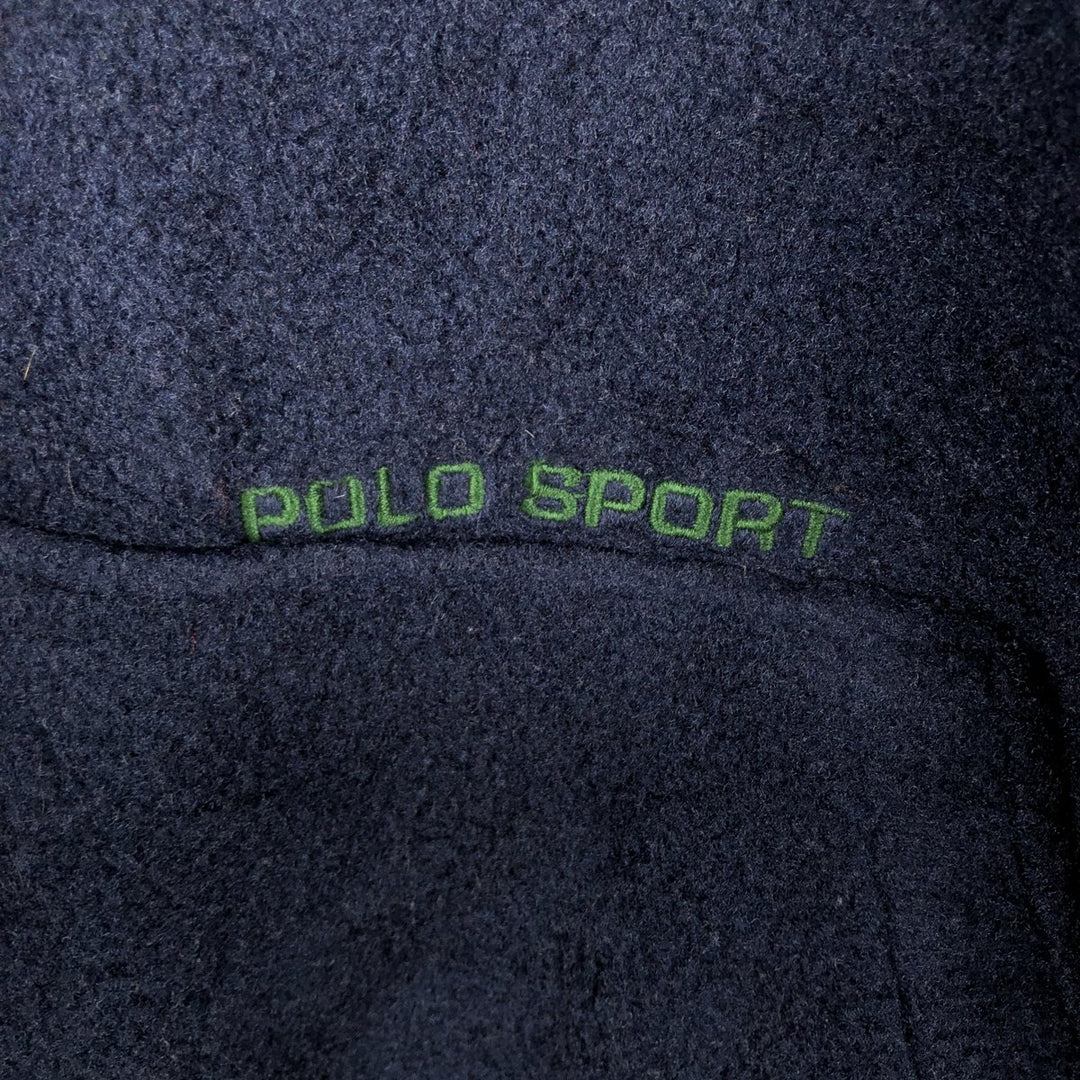 90'S Ralph Lauren POLO SPORT Swing-Top Fleece Jacket, Made in USA, Men's Size Medium polyester navy blue type Vintage Second Hand