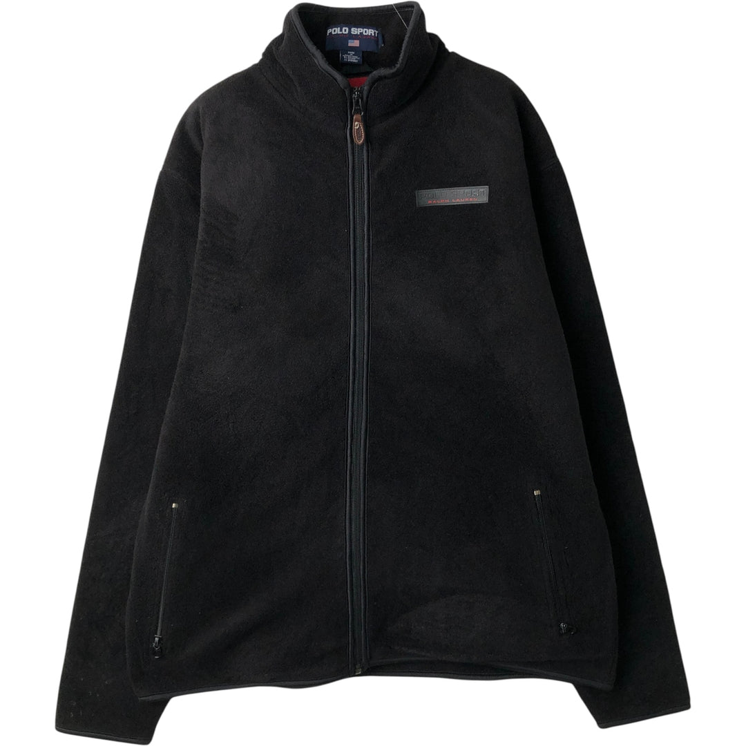 Vintage 90'S Ralph Lauren Polo Sport fleece jacket, size L, men's polyester black type Vintage Second Hand