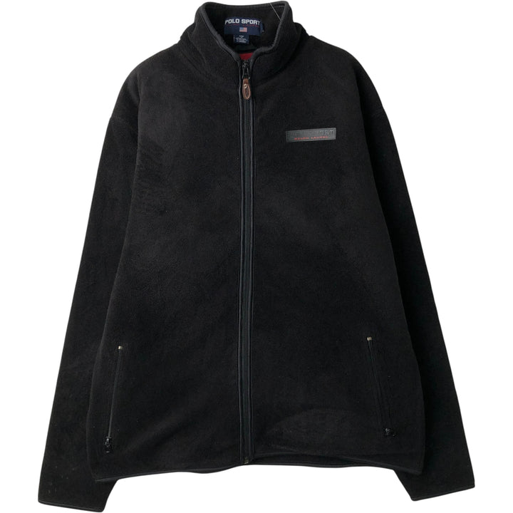 Vintage 90'S Ralph Lauren Polo Sport fleece jacket, size L, men's polyester black type Vintage Second Hand