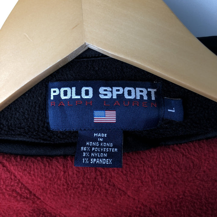 Vintage 90'S Ralph Lauren Polo Sport fleece jacket, size L, men's polyester black type Vintage Second Hand