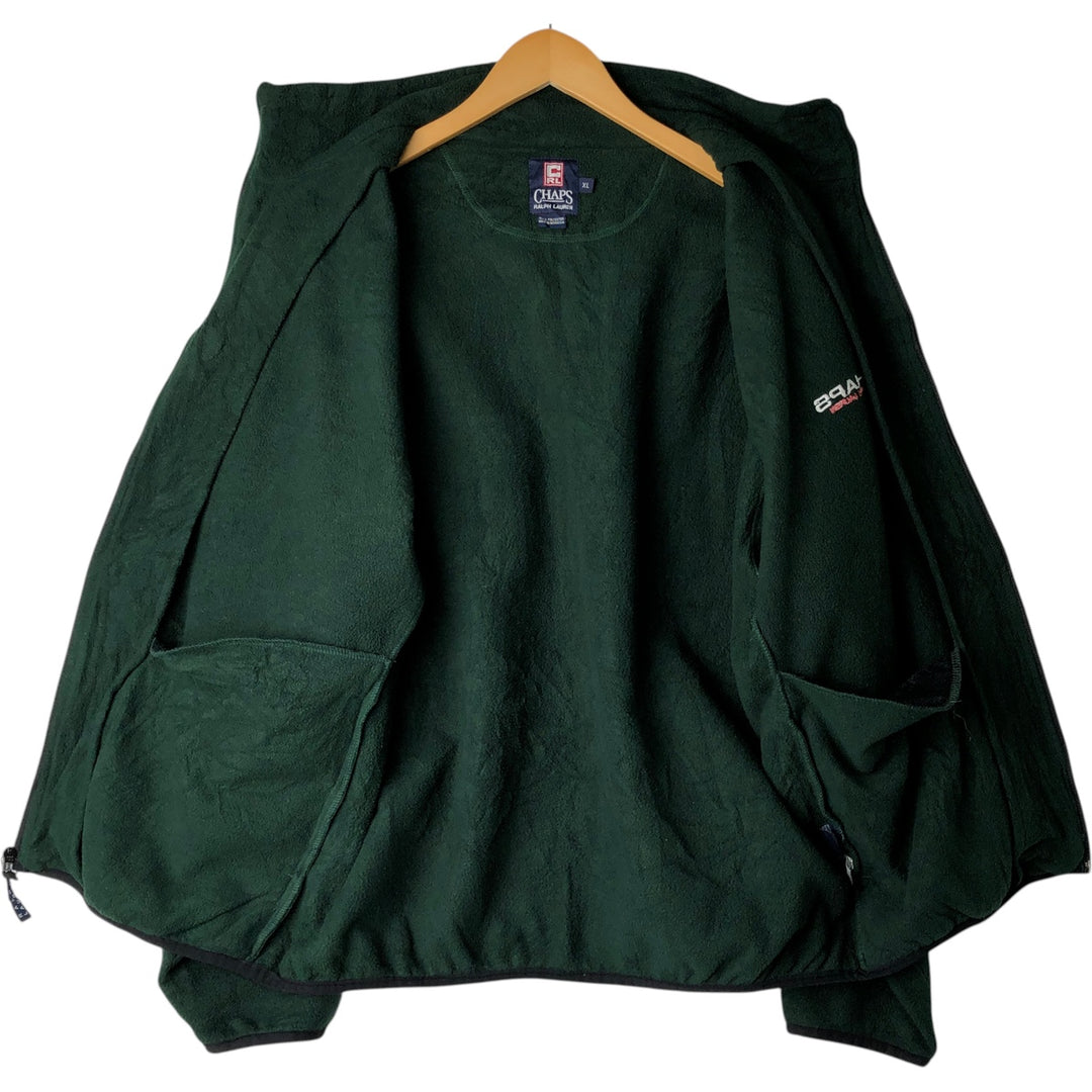 Ralph Lauren CHAPS fleece jacket, men's size XL polyester Green type dark green Vintage Second Hand