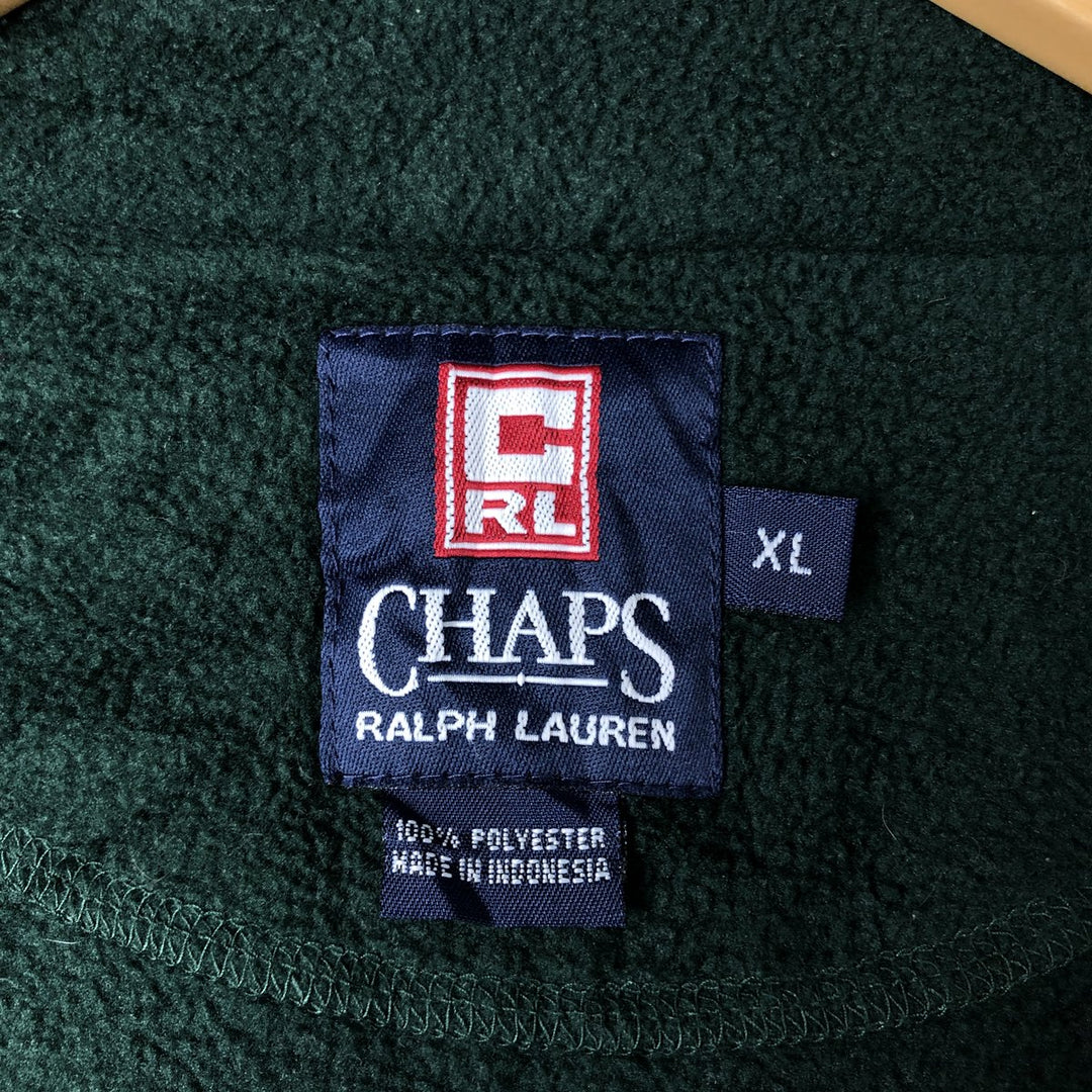 Ralph Lauren CHAPS fleece jacket, men's size XL polyester Green type dark green Vintage Second Hand