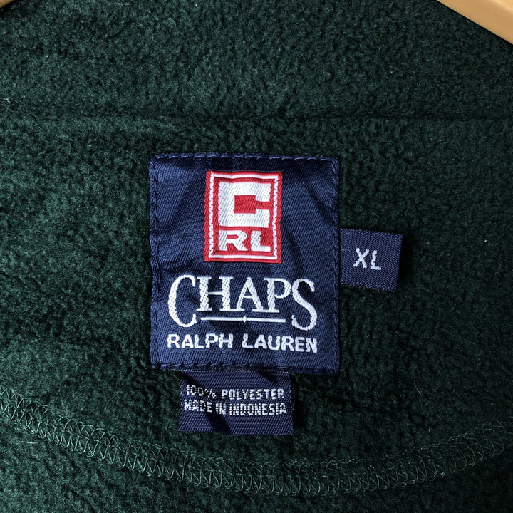 Ralph Lauren CHAPS fleece jacket, men's size XL polyester Green type dark green Vintage Second Hand