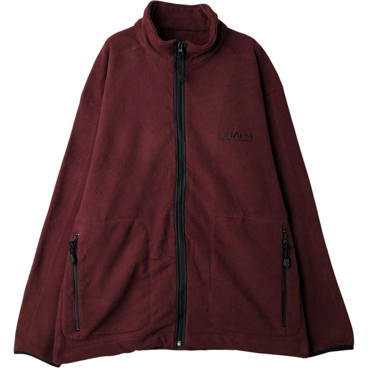 Ralph Lauren Chaps fleece jacket, size M, men's polyester burgundy type Vintage Second Hand