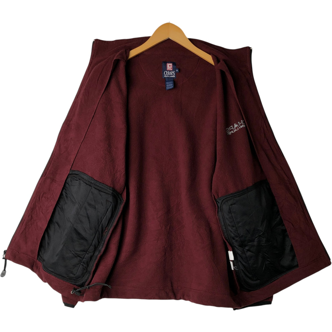 Ralph Lauren Chaps fleece jacket, size M, men's polyester burgundy type Vintage Second Hand