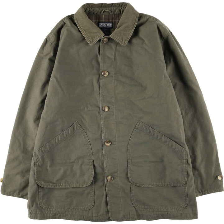 Vintage 80s-90'S Lands' End hunting jacket, men's size XL cotton Khaki type Vintage Second Hand