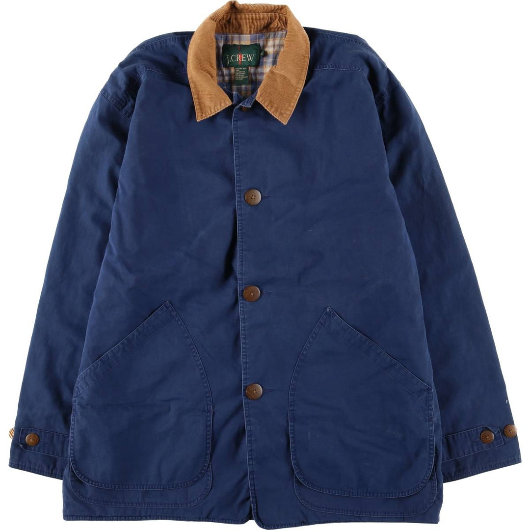90'S J.Crew hunting jacket, men's size M cotton Navy blue Vintage Second Hand
