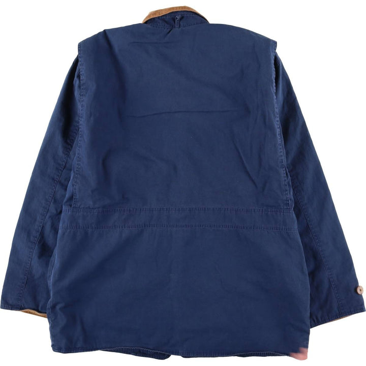 90'S J.Crew hunting jacket, men's size M cotton Navy blue Vintage Second Hand