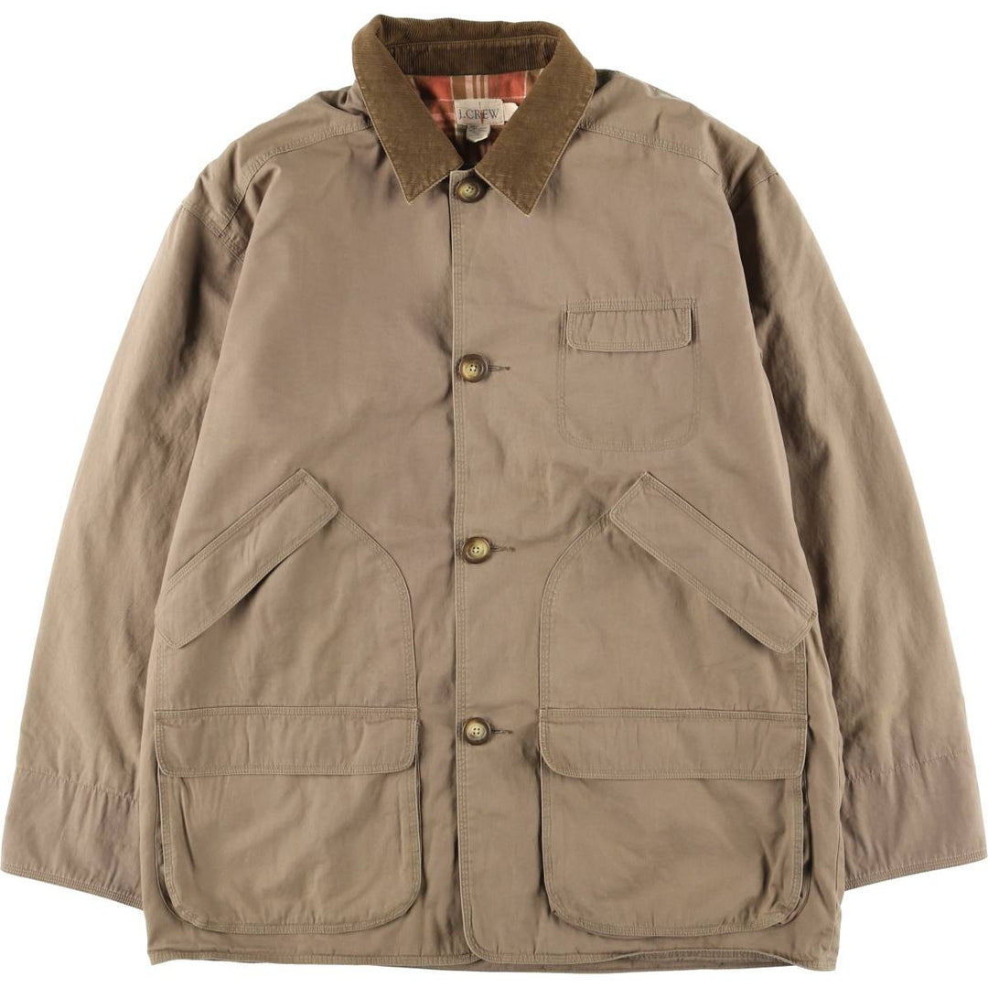90'S J.Crew Vintage Hunting Jacket, Men's Size L cotton beige type brown Vintage Second Hand