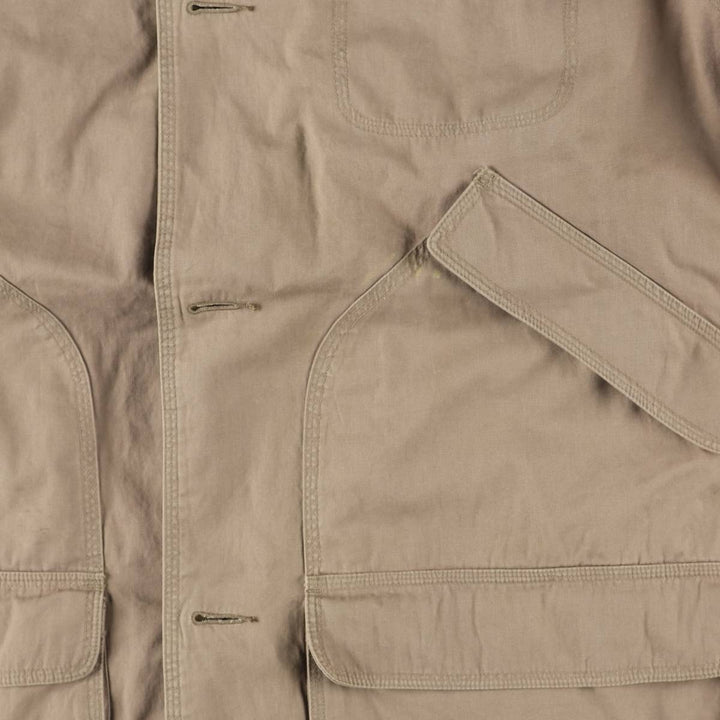 90'S J.Crew Vintage Hunting Jacket, Men's Size L cotton beige type brown Vintage Second Hand