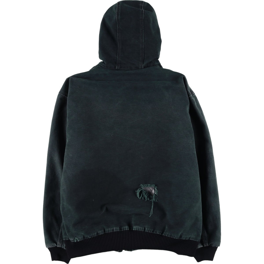 2000'S Carhartt Active Jacket, Padded Duck Full Zip Hoodie, Men's Size XL unclear black type Vintage Second Hand