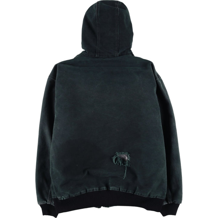 2000'S Carhartt Active Jacket, Padded Duck Full Zip Hoodie, Men's Size XL unclear black type Vintage Second Hand