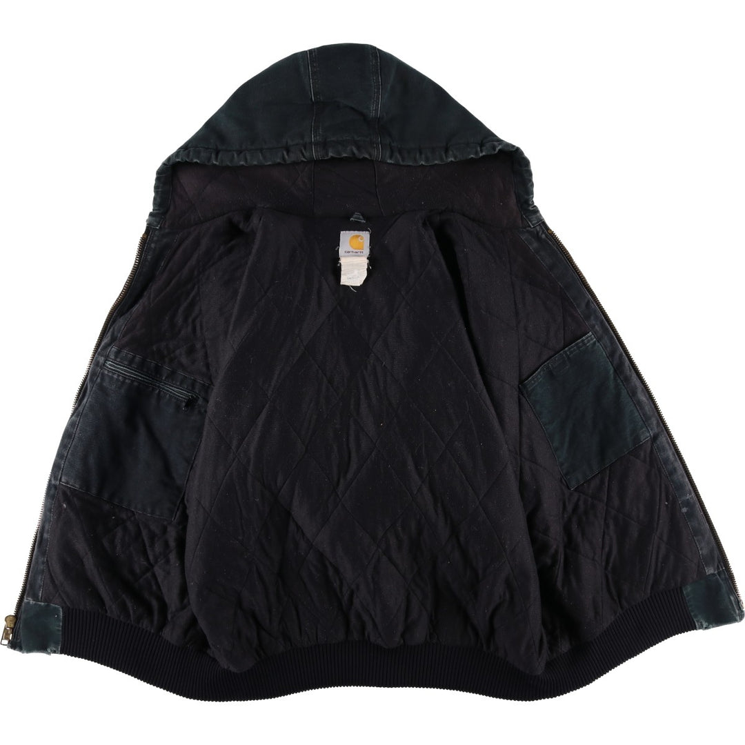 2000'S Carhartt Active Jacket, Padded Duck Full Zip Hoodie, Men's Size XL unclear black type Vintage Second Hand