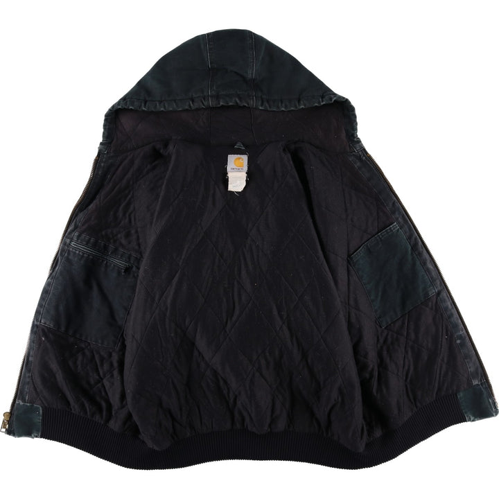 2000'S Carhartt Active Jacket, Padded Duck Full Zip Hoodie, Men's Size XL unclear black type Vintage Second Hand