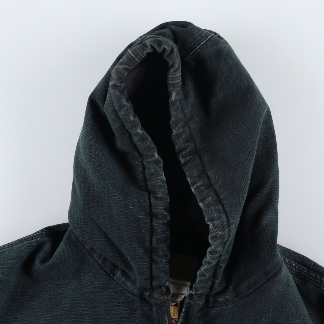 2000'S Carhartt Active Jacket, Padded Duck Full Zip Hoodie, Men's Size XL unclear black type Vintage Second Hand