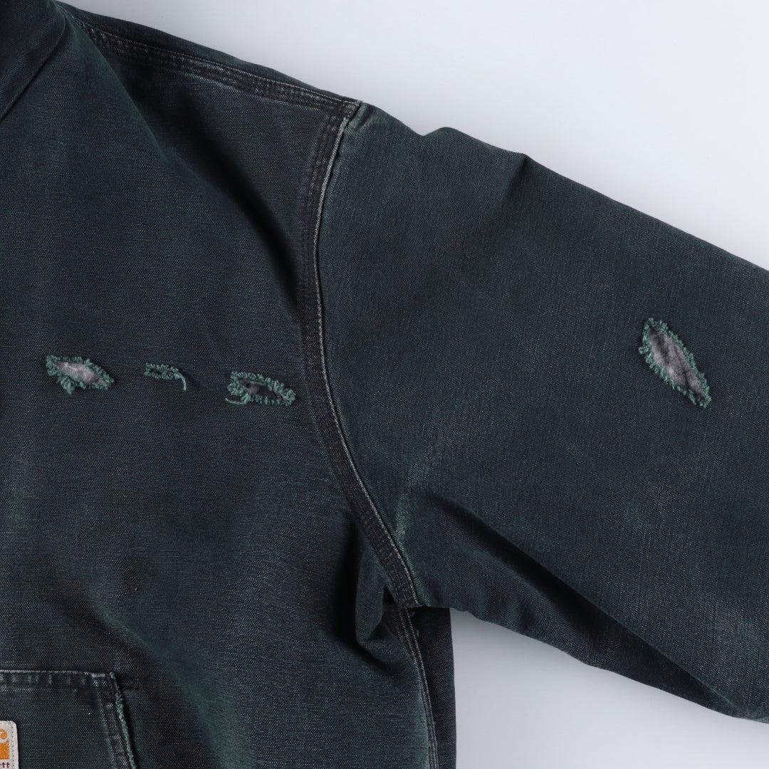 2000'S Carhartt Active Jacket, Padded Duck Full Zip Hoodie, Men's Size XL unclear black type Vintage Second Hand
