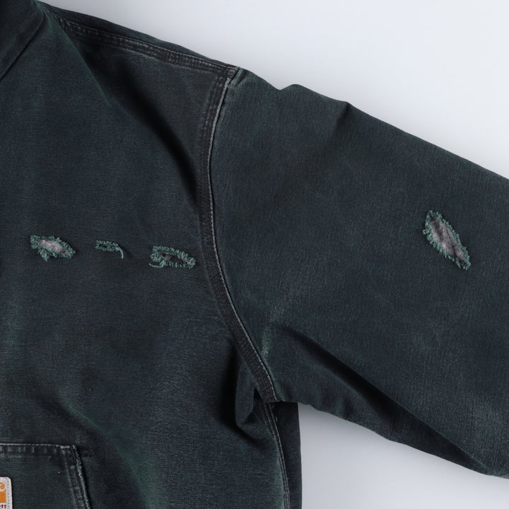 2000'S Carhartt Active Jacket, Padded Duck Full Zip Hoodie, Men's Size XL unclear black type Vintage Second Hand