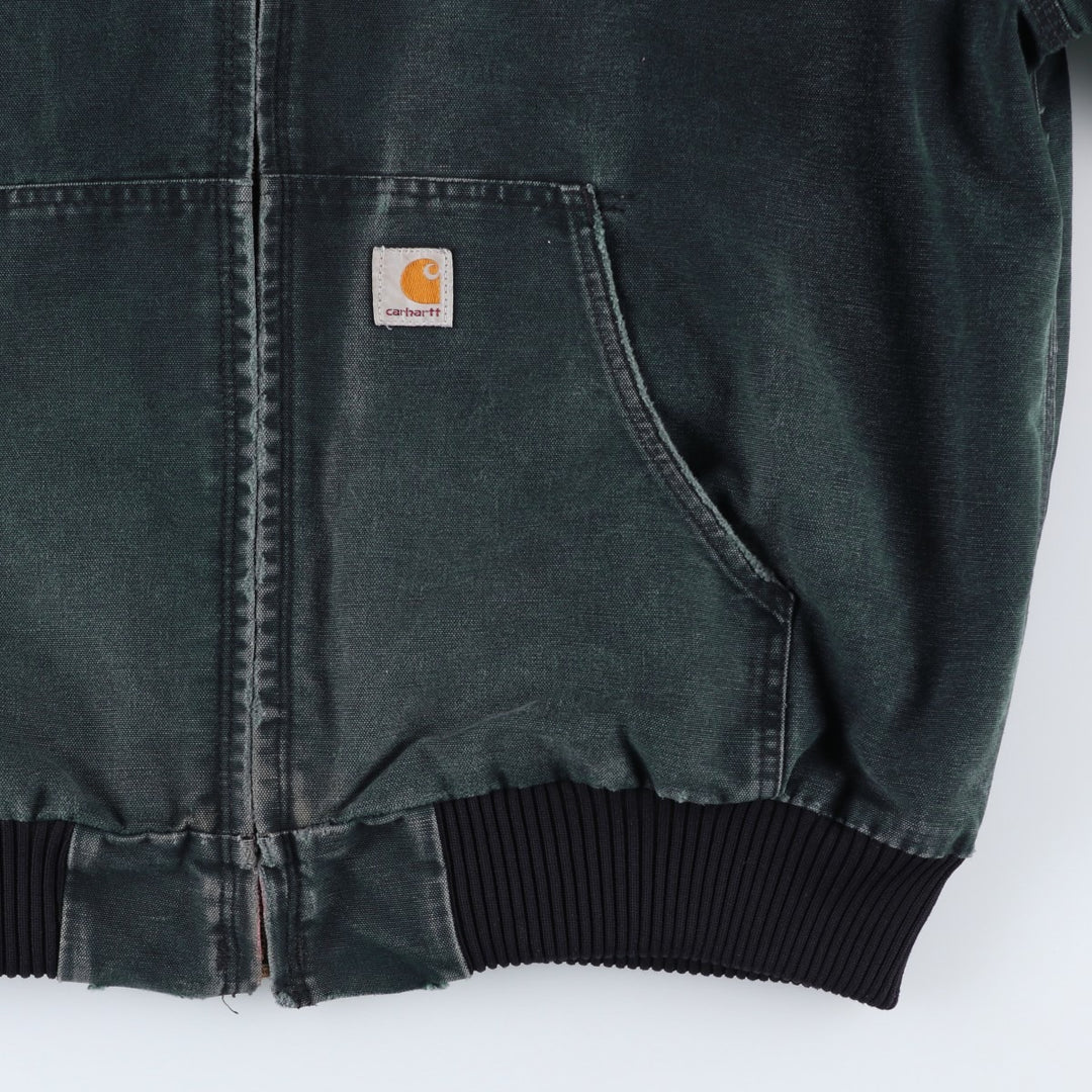 2000'S Carhartt Active Jacket, Padded Duck Full Zip Hoodie, Men's Size XL unclear black type Vintage Second Hand