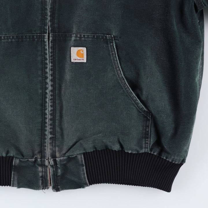 2000'S Carhartt Active Jacket, Padded Duck Full Zip Hoodie, Men's Size XL unclear black type Vintage Second Hand