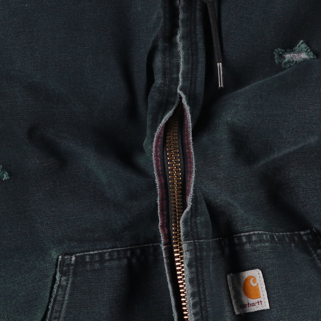 2000'S Carhartt Active Jacket, Padded Duck Full Zip Hoodie, Men's Size XL unclear black type Vintage Second Hand