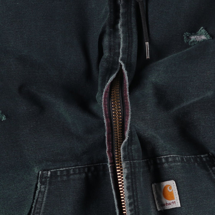 2000'S Carhartt Active Jacket, Padded Duck Full Zip Hoodie, Men's Size XL unclear black type Vintage Second Hand