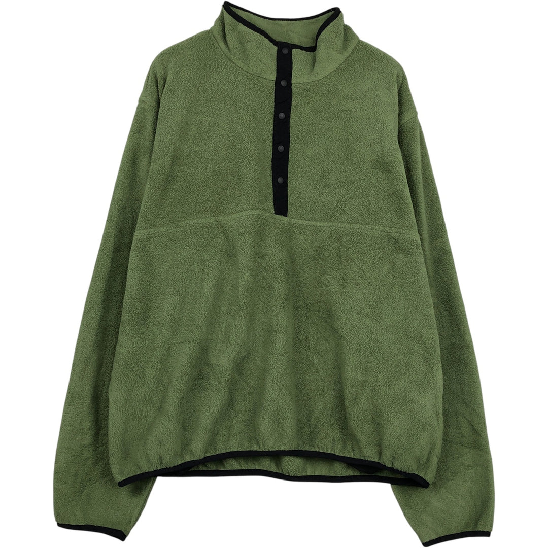 90'S LLBean Half-Snap Fleece Pullover, Men's XL, Vintage polyester green type yellow green Vintage Second Hand