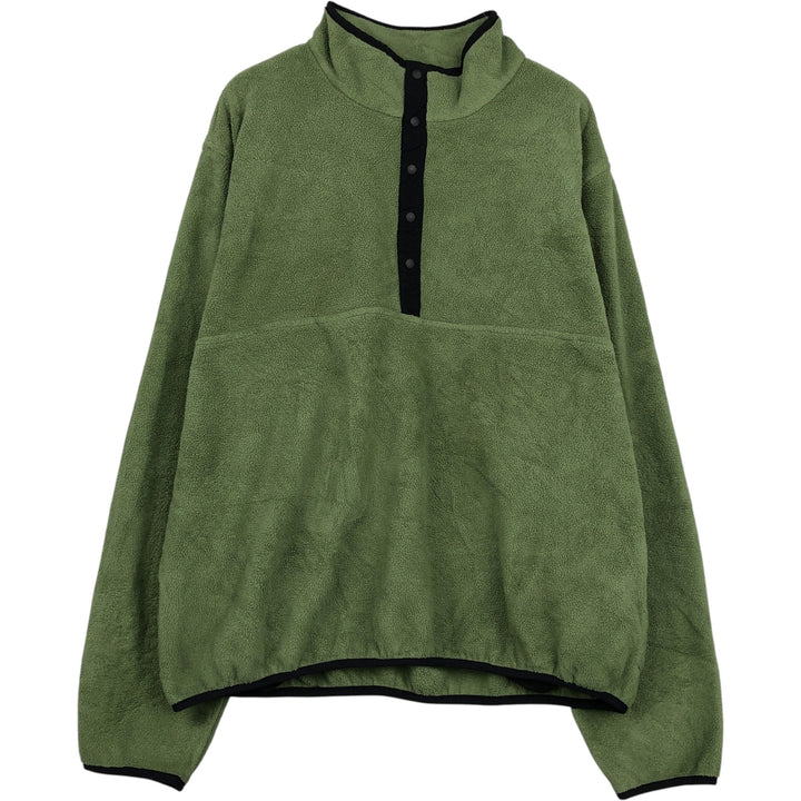 90'S LLBean Half-Snap Fleece Pullover, Men's XL, Vintage polyester green type yellow green Vintage Second Hand