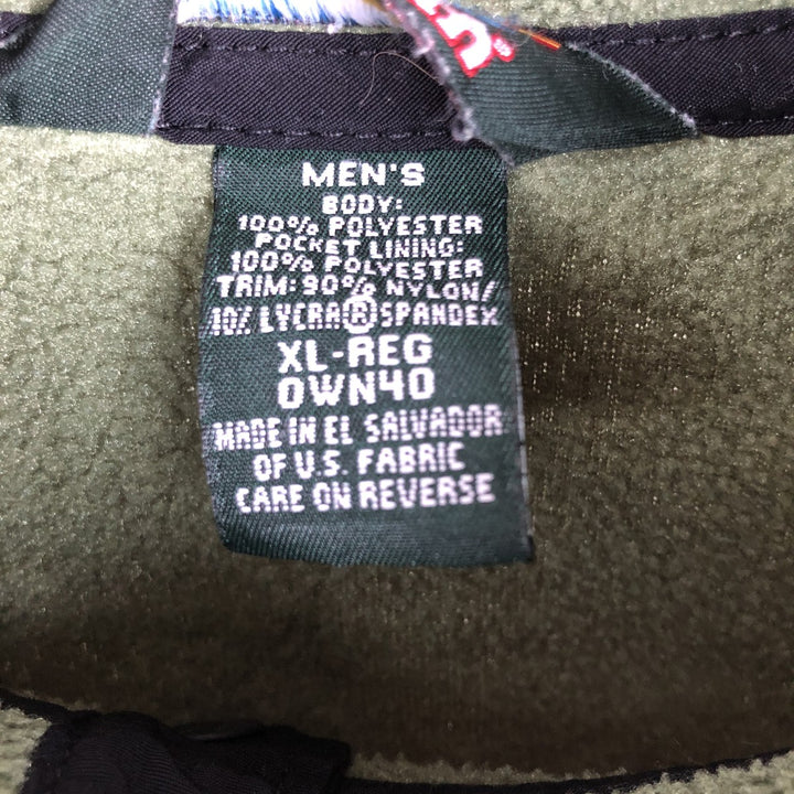 90'S LLBean Half-Snap Fleece Pullover, Men's XL, Vintage polyester green type yellow green Vintage Second Hand