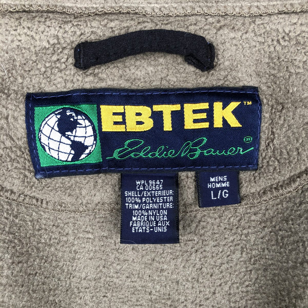 Vintage 90'S Eddie Bauer EBTEK fleece jacket, made in the USA, size L, men's polyester Beige type Vintage Second Hand