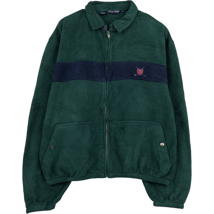90s-00'S Ralph Lauren POLO GOLF Swing Top Fleece Jacket, Men's Size XL polyester Green type dark green Vintage Second Hand