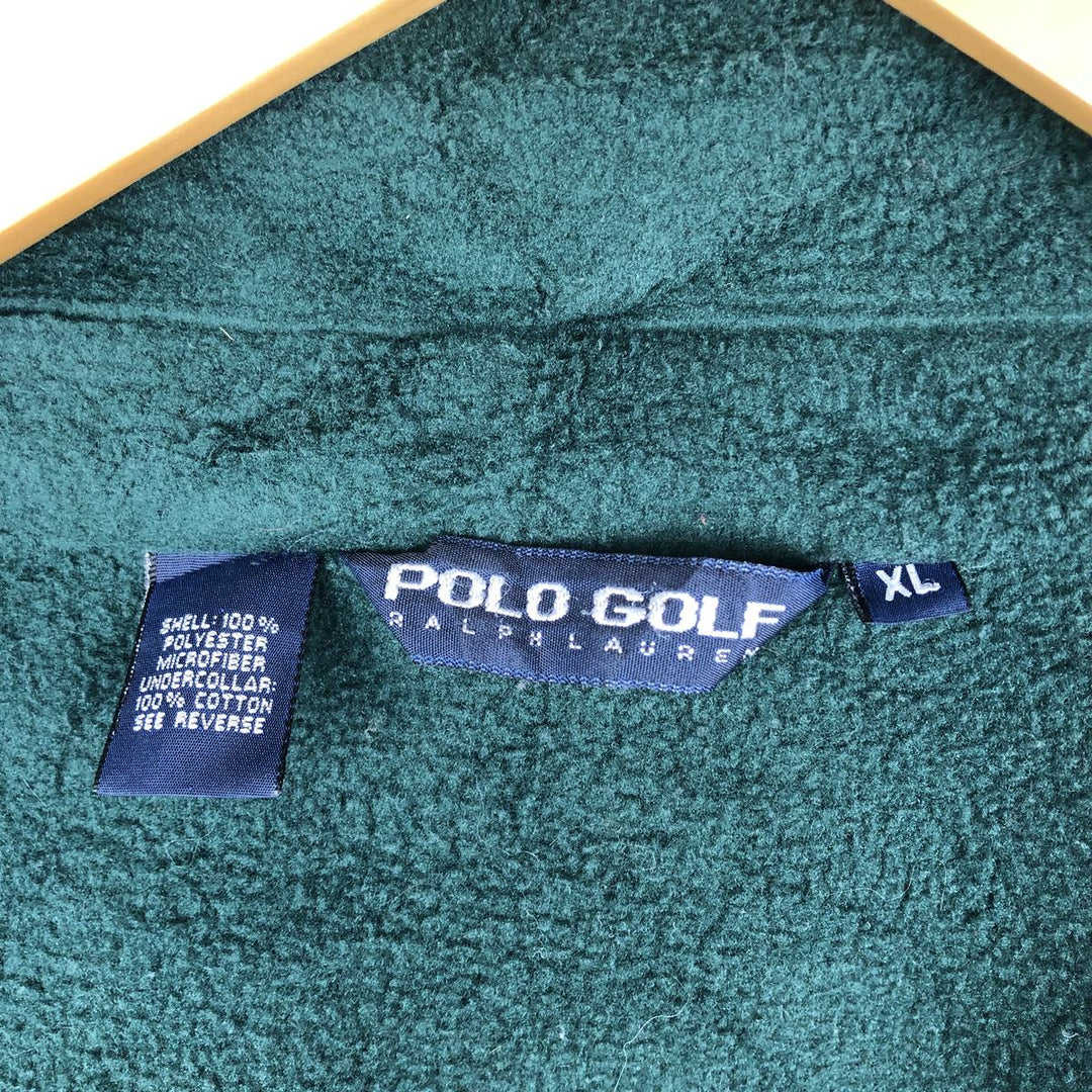 90s-00'S Ralph Lauren POLO GOLF Swing Top Fleece Jacket, Men's Size XL polyester Green type dark green Vintage Second Hand