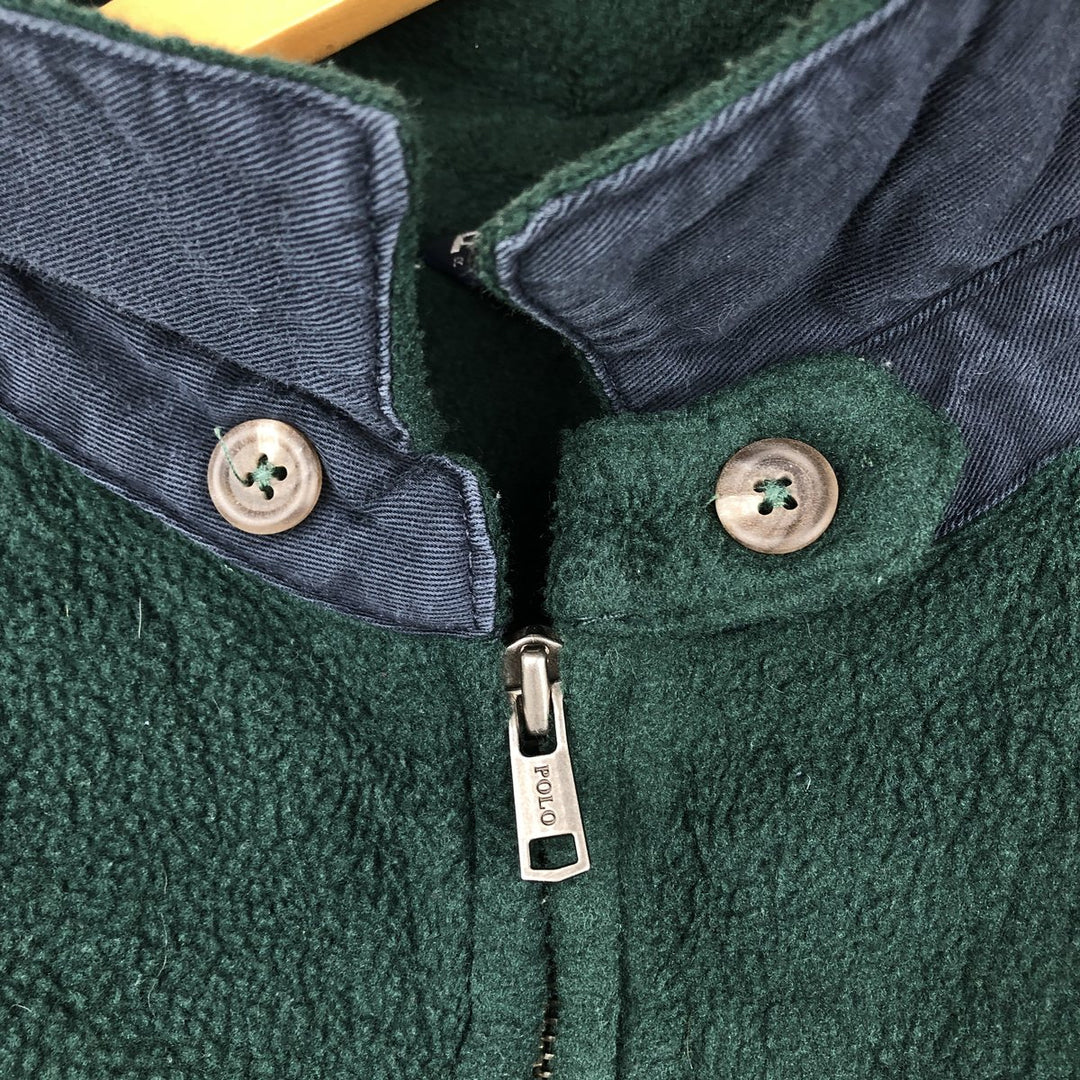 90s-00'S Ralph Lauren POLO GOLF Swing Top Fleece Jacket, Men's Size XL polyester Green type dark green Vintage Second Hand