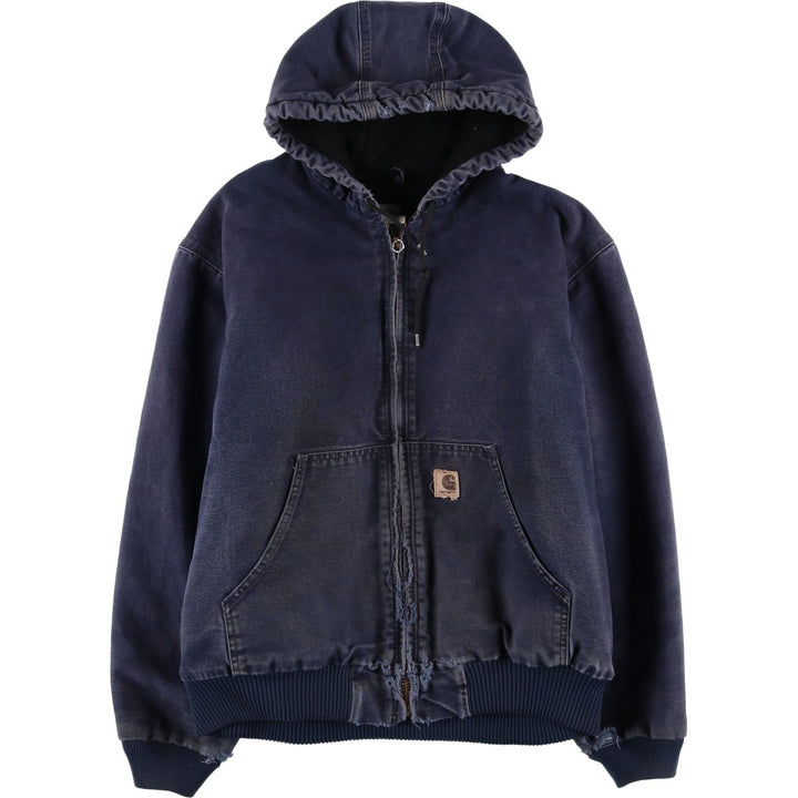 00'S Carhartt Active Jacket Duck Full Zip Parka Men's L size cotton navy blue type Vintage Second Hand