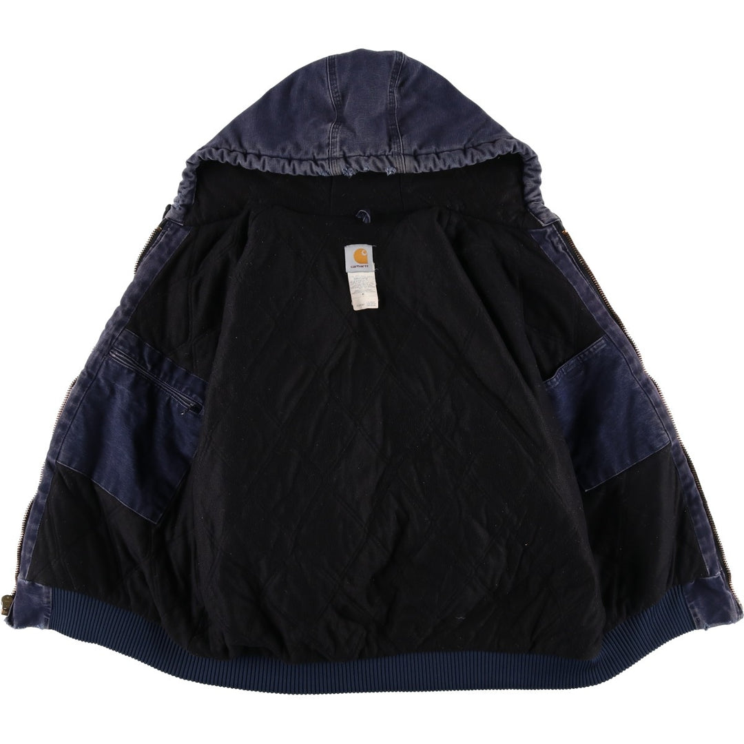 00'S Carhartt Active Jacket Duck Full Zip Parka Men's L size cotton navy blue type Vintage Second Hand