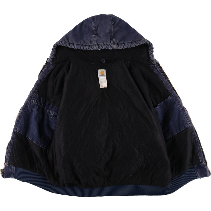 00'S Carhartt Active Jacket Duck Full Zip Parka Men's L size cotton navy blue type Vintage Second Hand