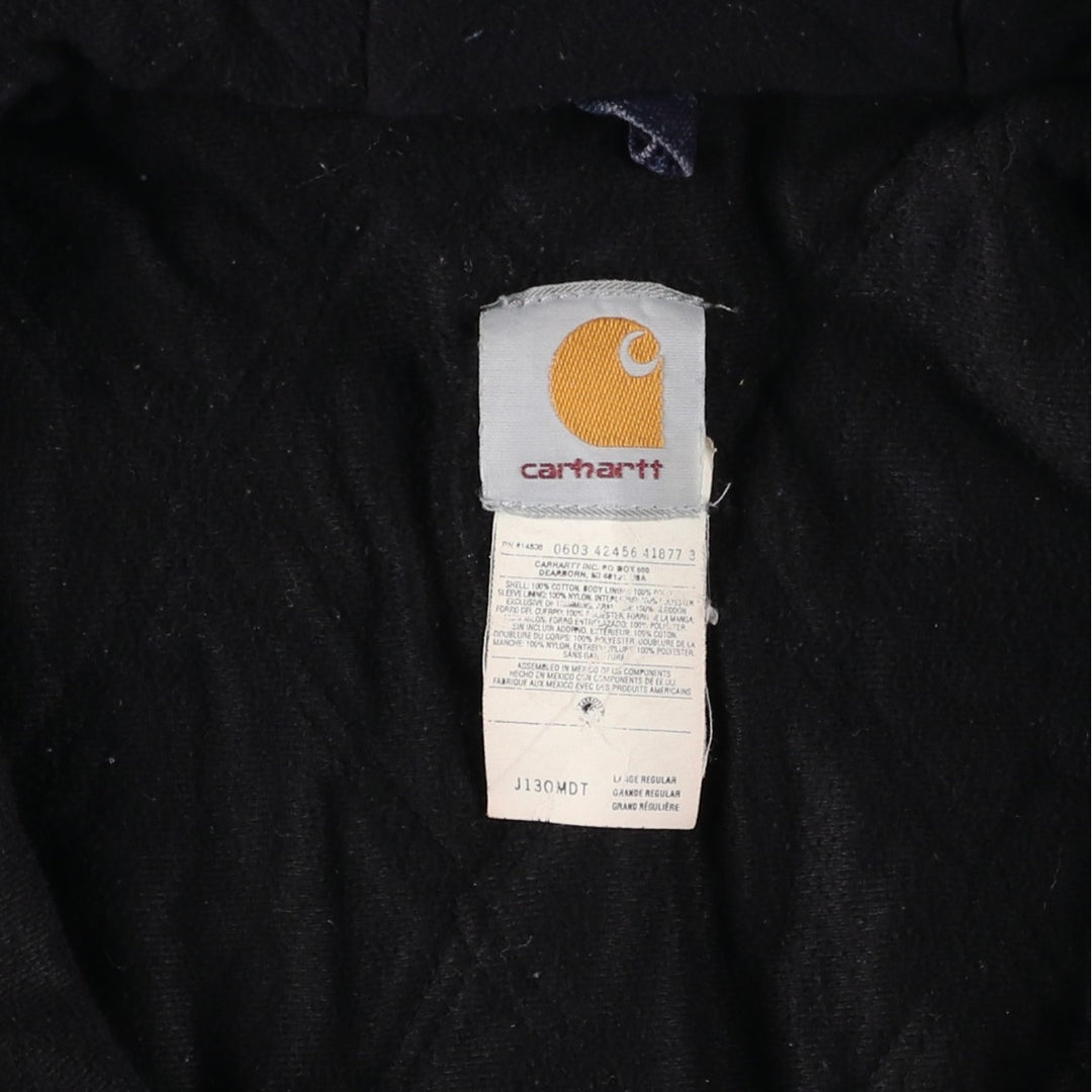 00'S Carhartt Active Jacket Duck Full Zip Parka Men's L size cotton navy blue type Vintage Second Hand