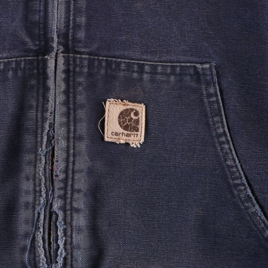 00'S Carhartt Active Jacket Duck Full Zip Parka Men's L size cotton navy blue type Vintage Second Hand