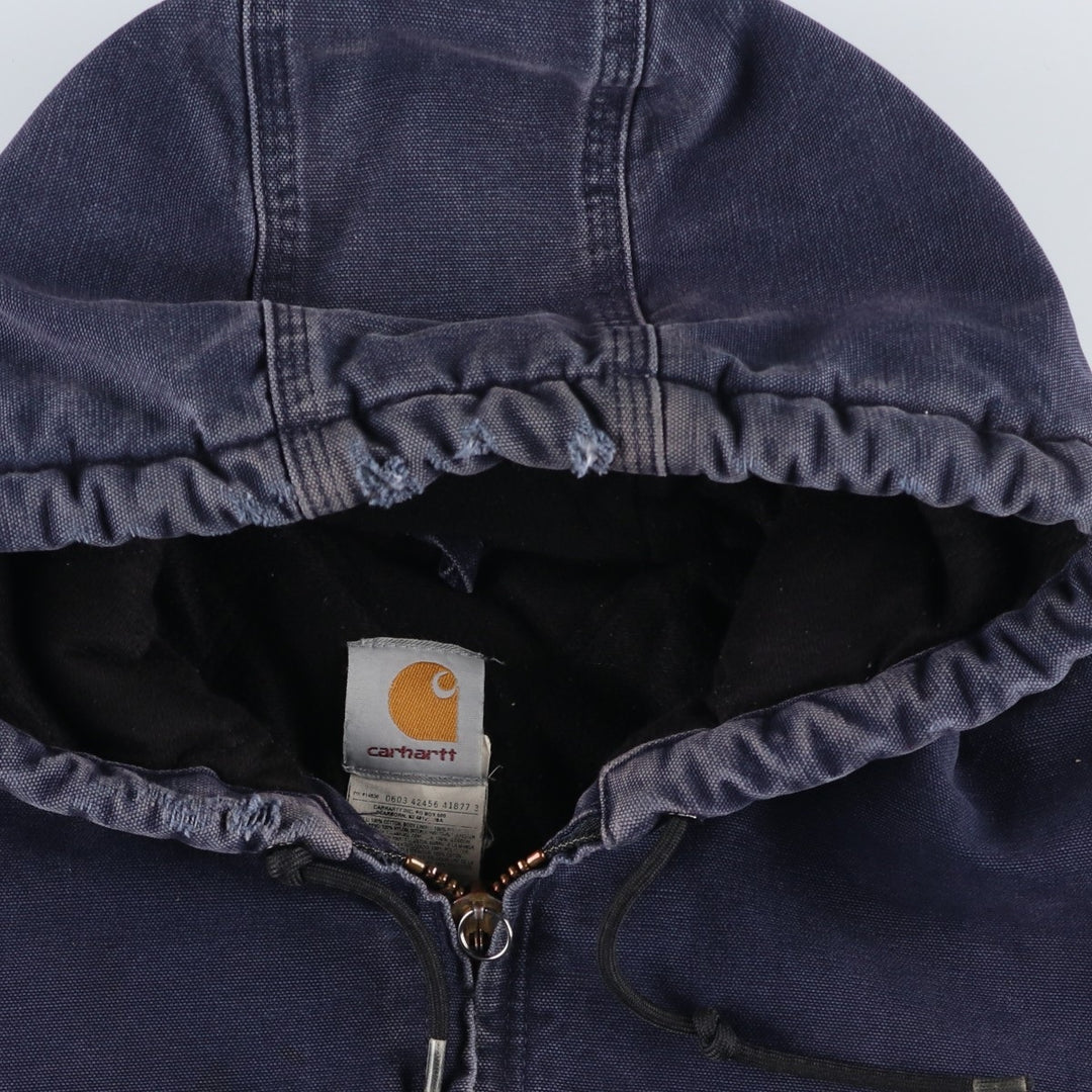 00'S Carhartt Active Jacket Duck Full Zip Parka Men's L size cotton navy blue type Vintage Second Hand