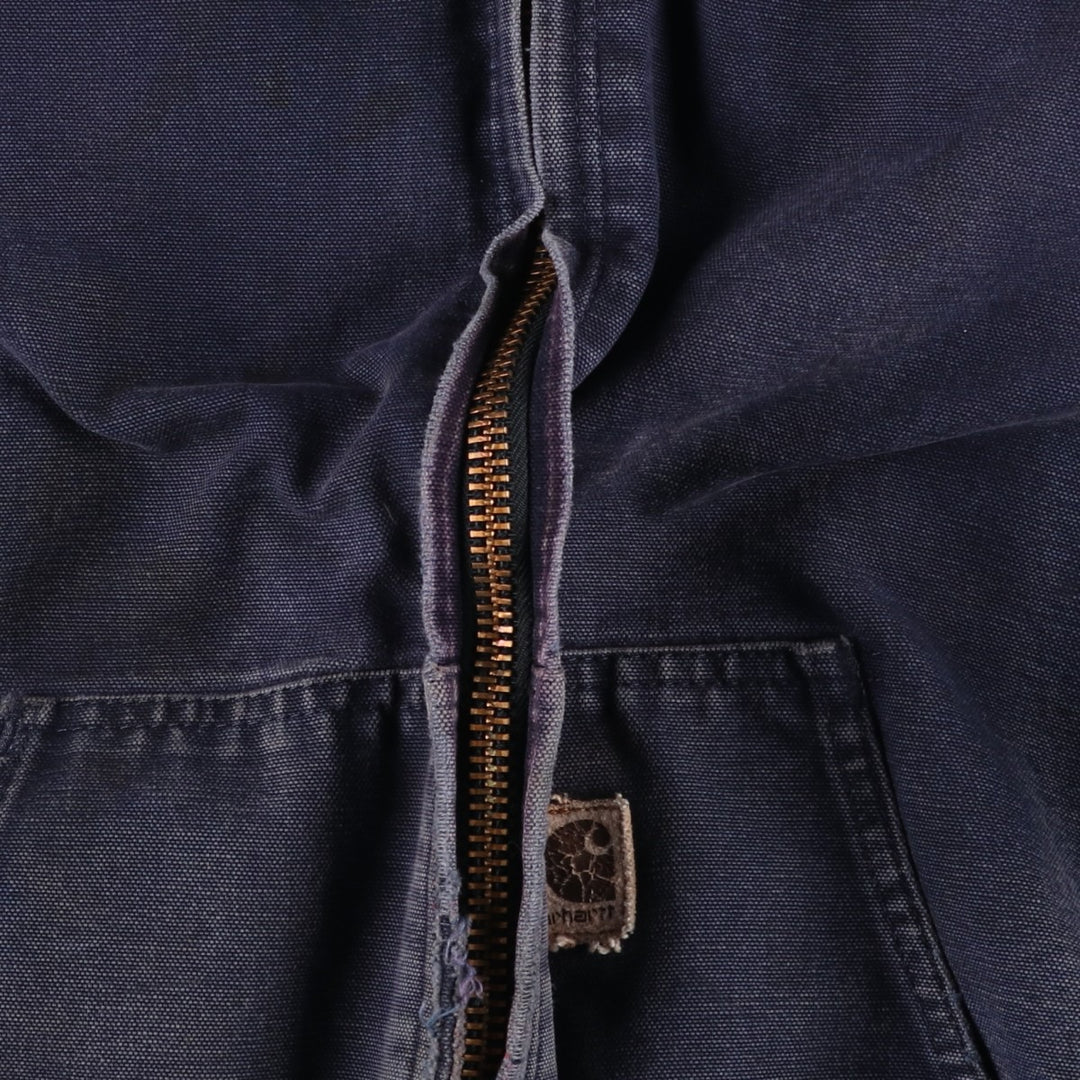 00'S Carhartt Active Jacket Duck Full Zip Parka Men's L size cotton navy blue type Vintage Second Hand