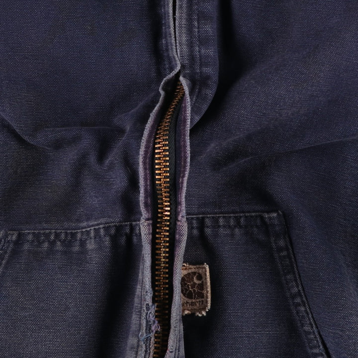 00'S Carhartt Active Jacket Duck Full Zip Parka Men's L size cotton navy blue type Vintage Second Hand