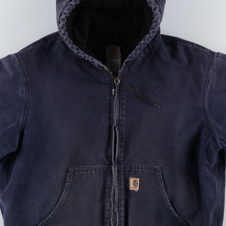 00'S Carhartt Active Jacket Duck Full Zip Parka Men's L size cotton navy blue type Vintage Second Hand