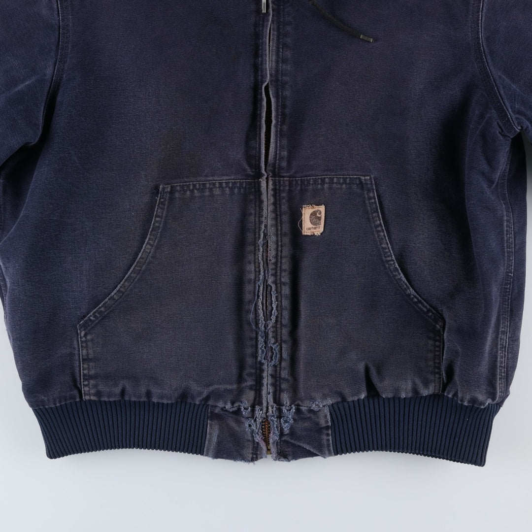 00'S Carhartt Active Jacket Duck Full Zip Parka Men's L size cotton navy blue type Vintage Second Hand