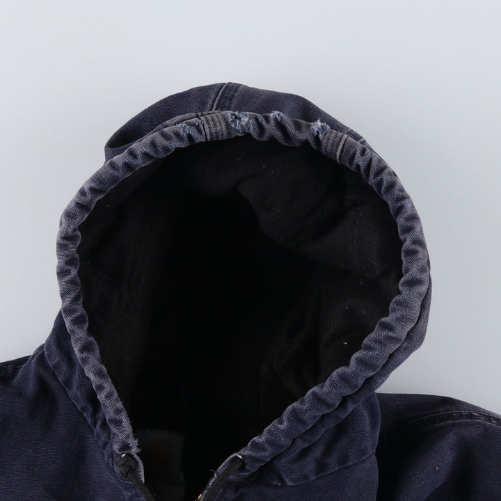 00'S Carhartt Active Jacket Duck Full Zip Parka Men's L size cotton navy blue type Vintage Second Hand