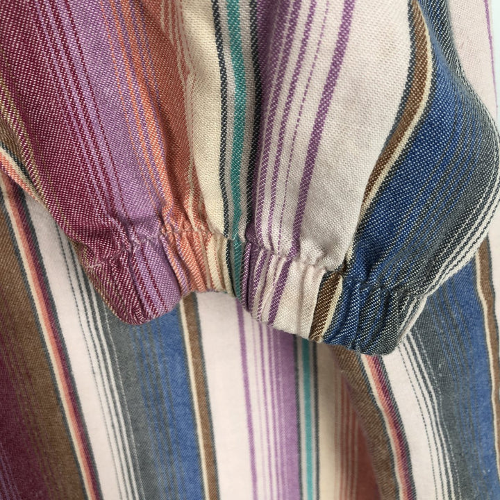 Vintage 90'S No Fear Stripe Pattern Multi-Stripe Half-Snap Cotton Hoodie, Made in USA, Men's Size Medium cotton pink type Vintage Second Hand