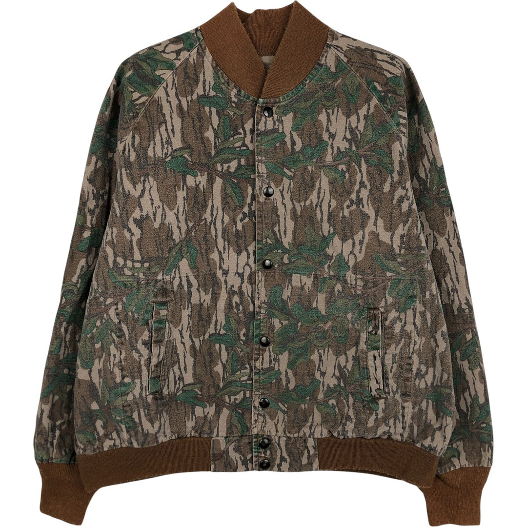 Vintage 80s-90'S Mossy Oak Camouflage Pattern Realtree Camo Cotton Blouson, Made in USA, Men's Size L cotton brown type Vintage Second Hand