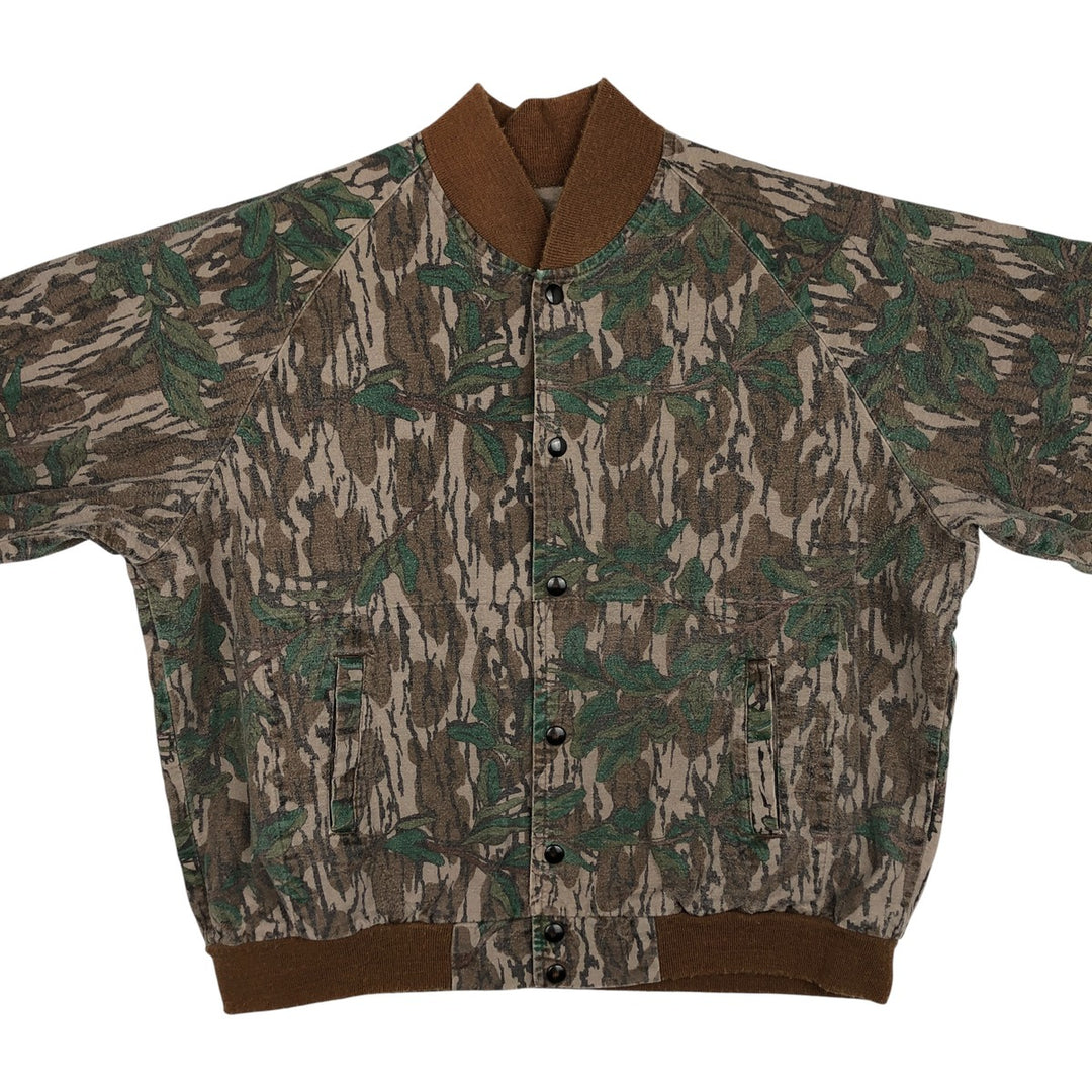 Vintage 80s-90'S Mossy Oak Camouflage Pattern Realtree Camo Cotton Blouson, Made in USA, Men's Size L cotton brown type Vintage Second Hand
