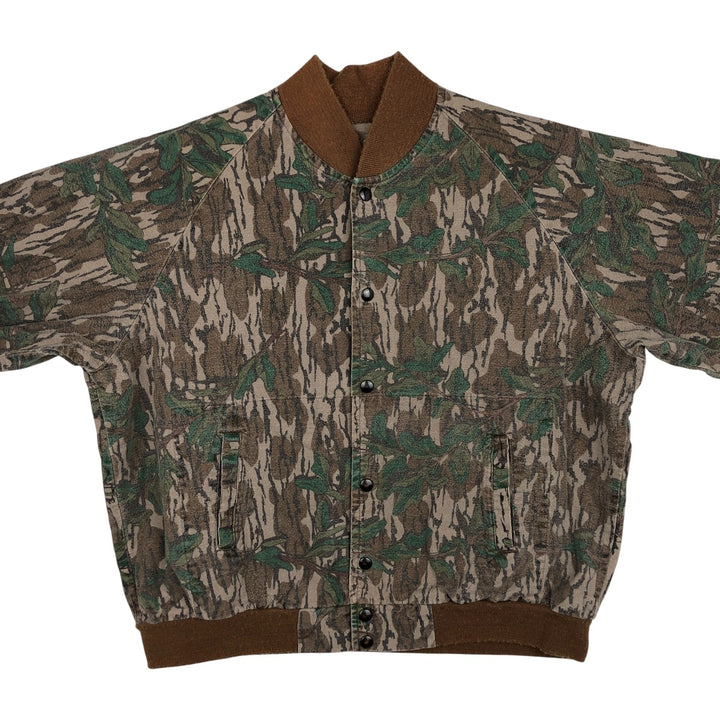 Vintage 80s-90'S Mossy Oak Camouflage Pattern Realtree Camo Cotton Blouson, Made in USA, Men's Size L cotton brown type Vintage Second Hand