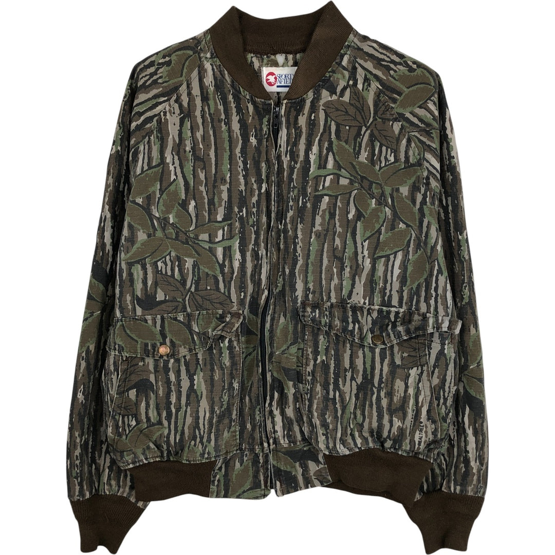 Vintage 90'S SPORTS AFIEID Camouflage Pattern Realtree Camo Ripstop Cotton Blouson, Made in USA, Men's Size L cotton Khaki type Vintage Second Hand