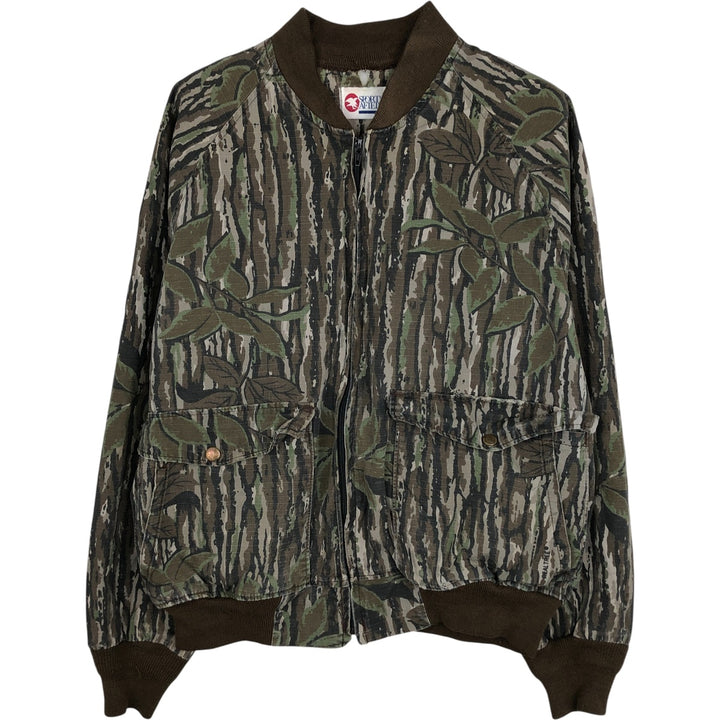 Vintage 90'S SPORTS AFIEID Camouflage Pattern Realtree Camo Ripstop Cotton Blouson, Made in USA, Men's Size L cotton Khaki type Vintage Second Hand