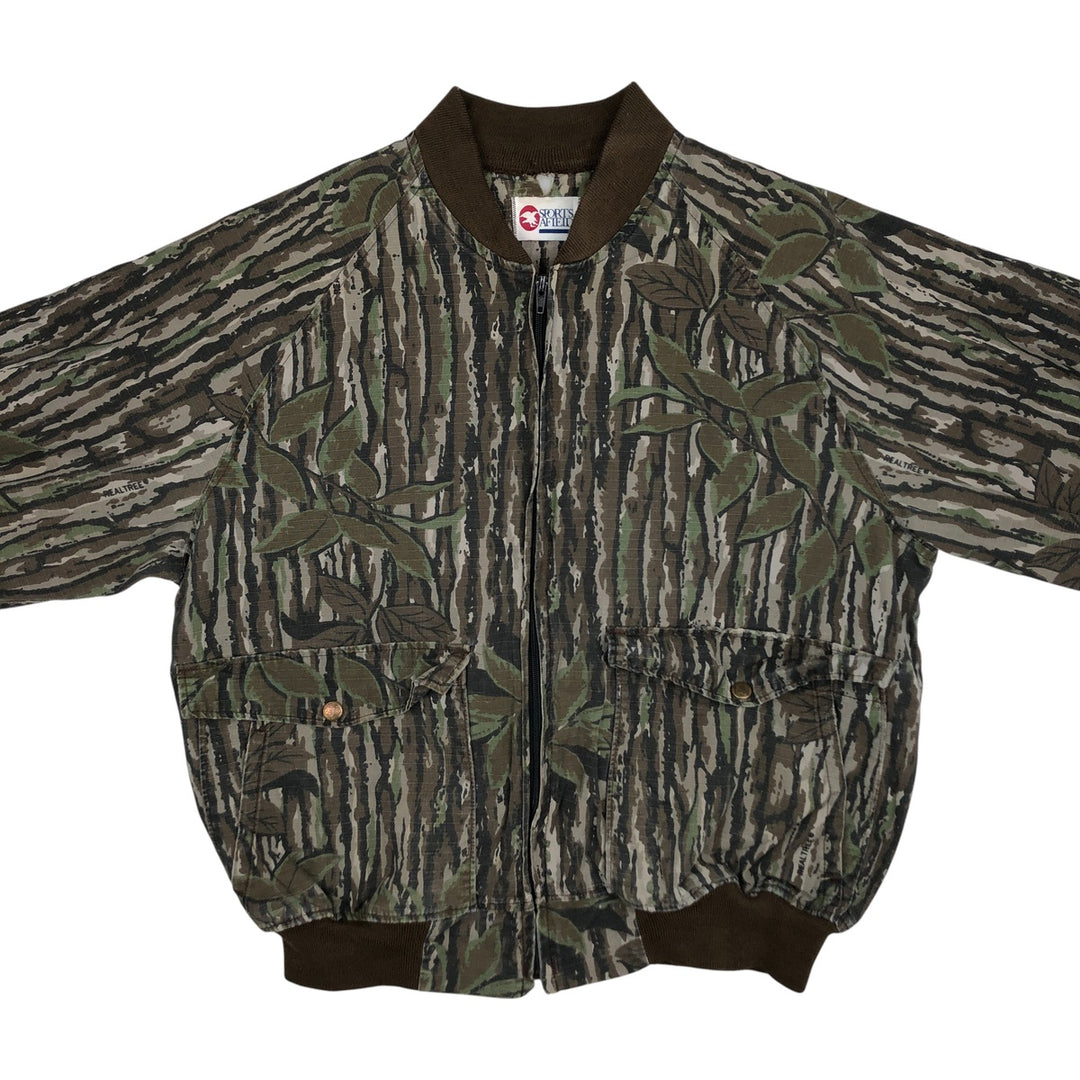 Vintage 90'S SPORTS AFIEID Camouflage Pattern Realtree Camo Ripstop Cotton Blouson, Made in USA, Men's Size L cotton Khaki type Vintage Second Hand